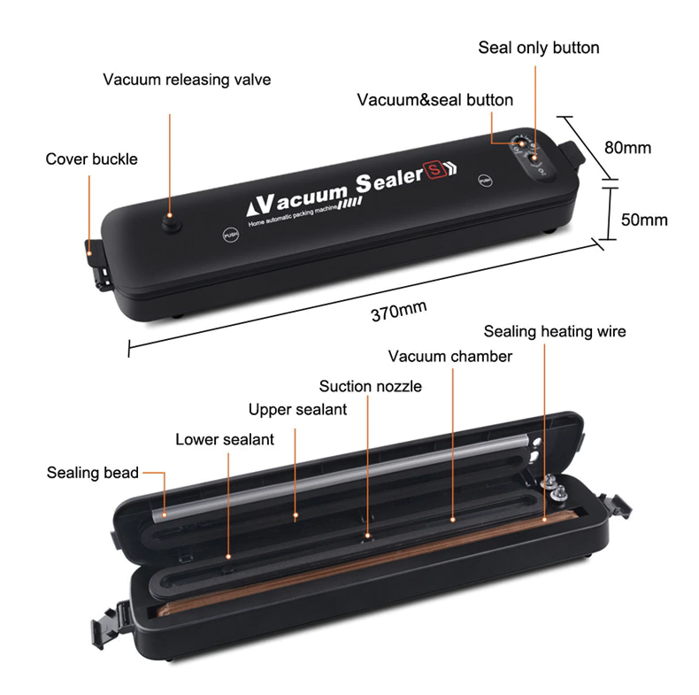 Automatic Food Vacuum Sealer with Bags - Compact One-Touch Kitchen Sealer