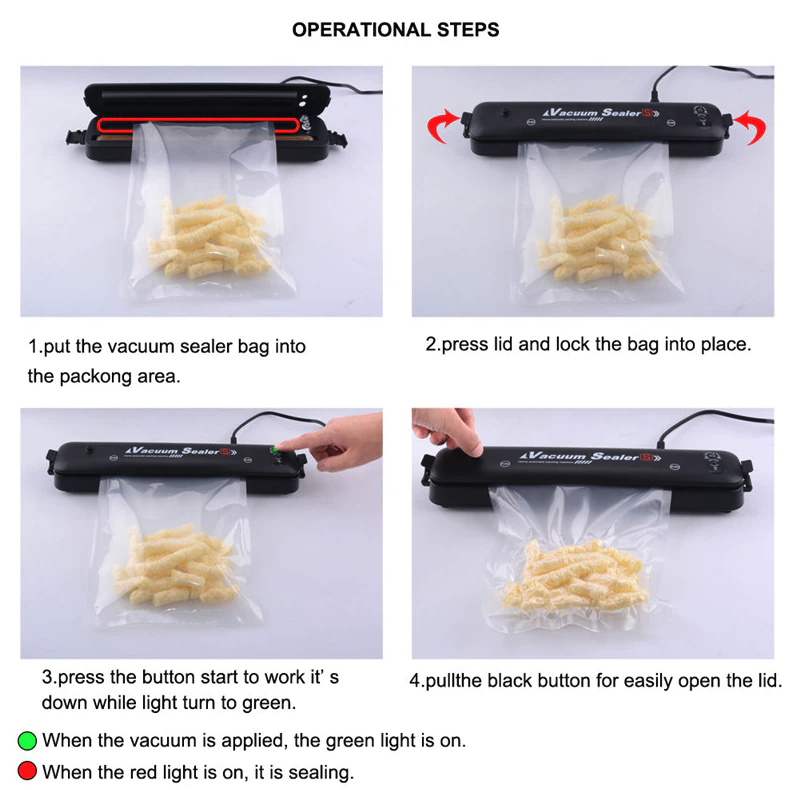 Automatic Food Vacuum Sealer with Bags - Compact One-Touch Kitchen Sealer
